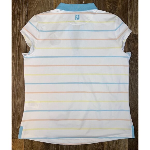 NWT WOMEN'S FOOTJOY CAP SLEEVE POLO, SIZE: L COLOR: WHITE/BLUE EMBROIDERY DESIGN - Picture 6 of 6